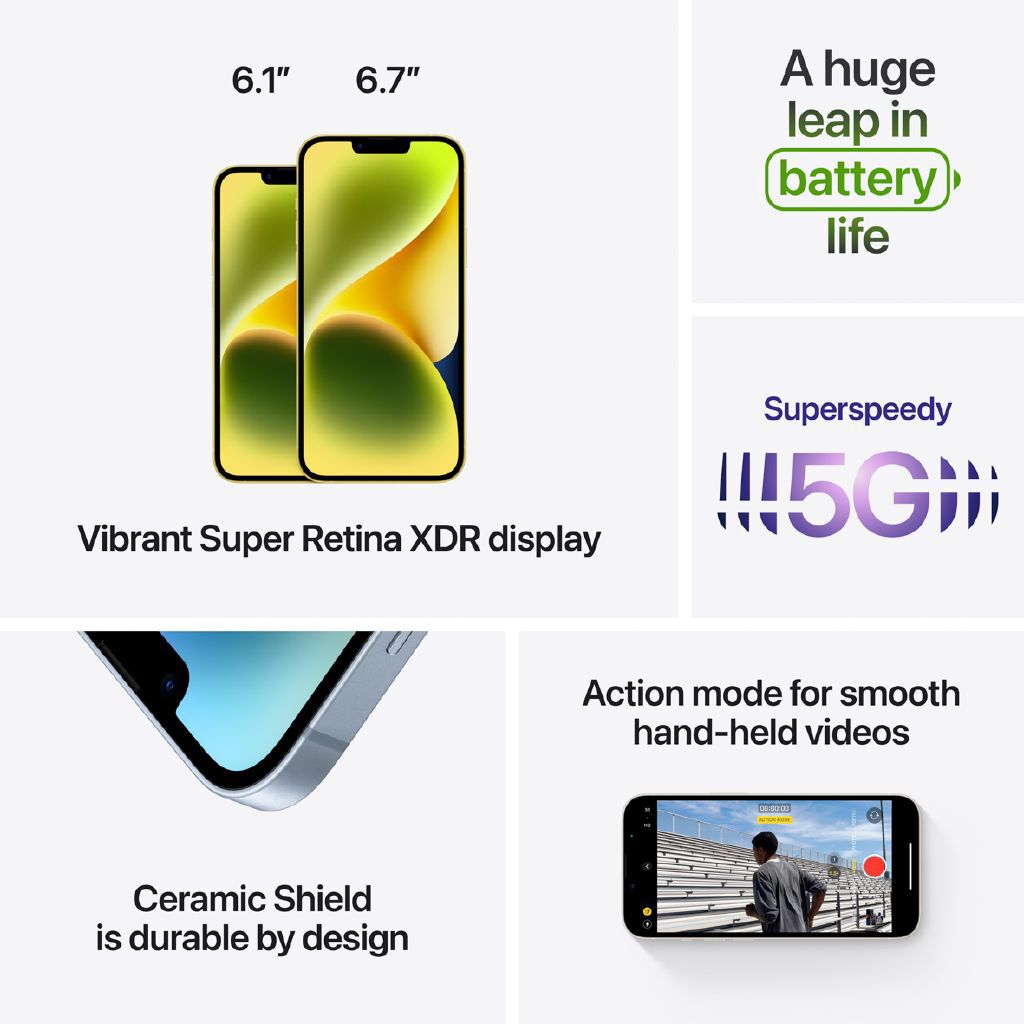 Apple iPhone 14 128GB Starlight: Stunning Camera, Crash Detection, A15 Bionic Power