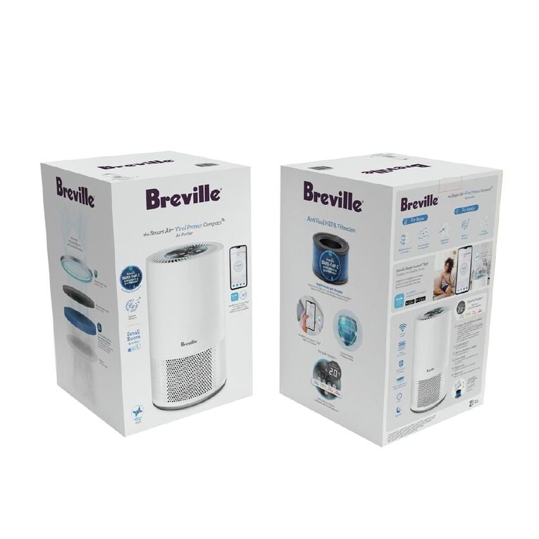 Breville Smart Air Viral Protect Compact Purifier with HEPA-13 AntiViral Filtration and WiFi