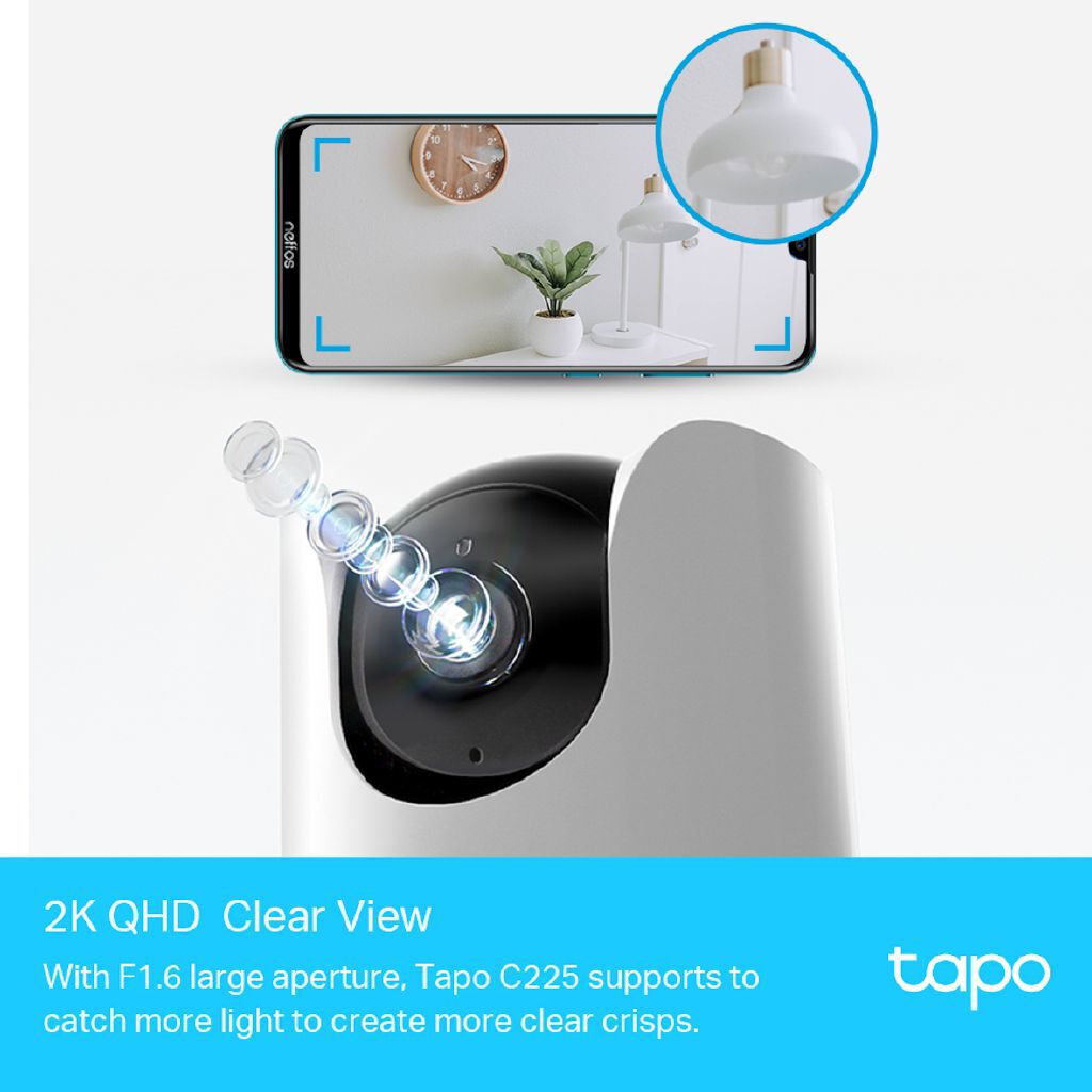 TP-Link Tapo C225 2K HD Pan/Tilt AI Home Security Wi-Fi Camera Starlight Night Vision
