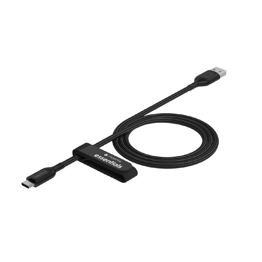 Mophie Durable Nylon Braided USB-C to USB-A 1m Fast Charging Cable Black