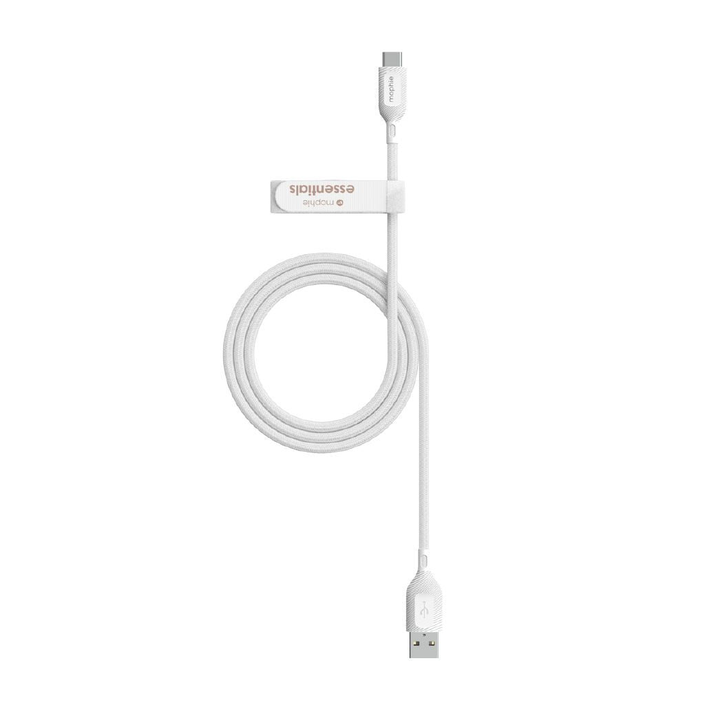 Mophie Durable Nylon Braided USB-C to USB-A 1m Fast Charging Data Cable White