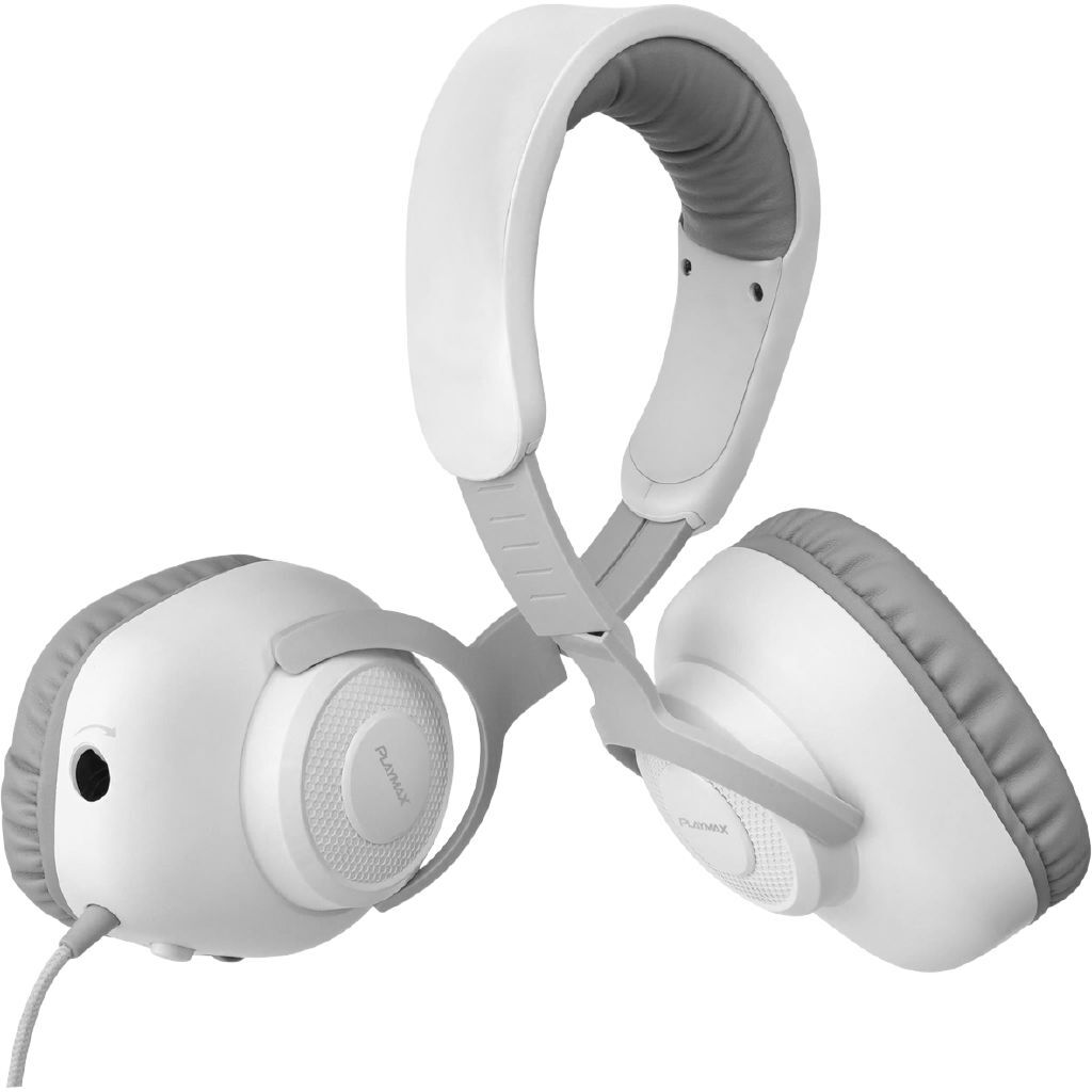 Playmax MX1 Pro Wired Gaming Headset - White, Crisp Stereo Sound, Detachable Microphone