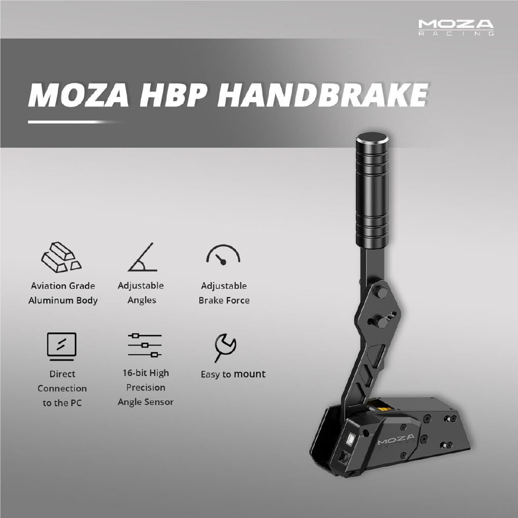 Moza HBP High-Precision Sim Racing Handbrake - Durable Aluminum, Adjustable Force & Angle