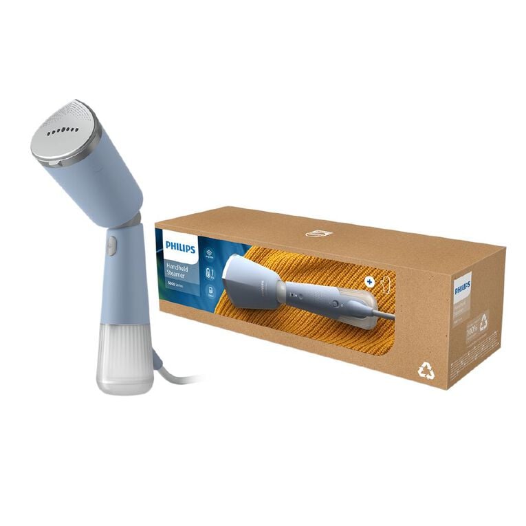 Philips Quick Heat Handheld Garment Steamer for Wrinkle-Free Clothes, Light Blue