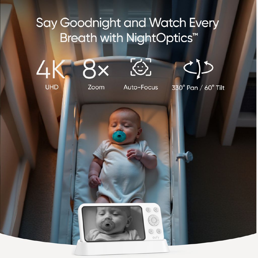 Eufy E21 Wireless Baby Monitor: 4K Pan Tilt Zoom, Night Vision & Smart Alerts