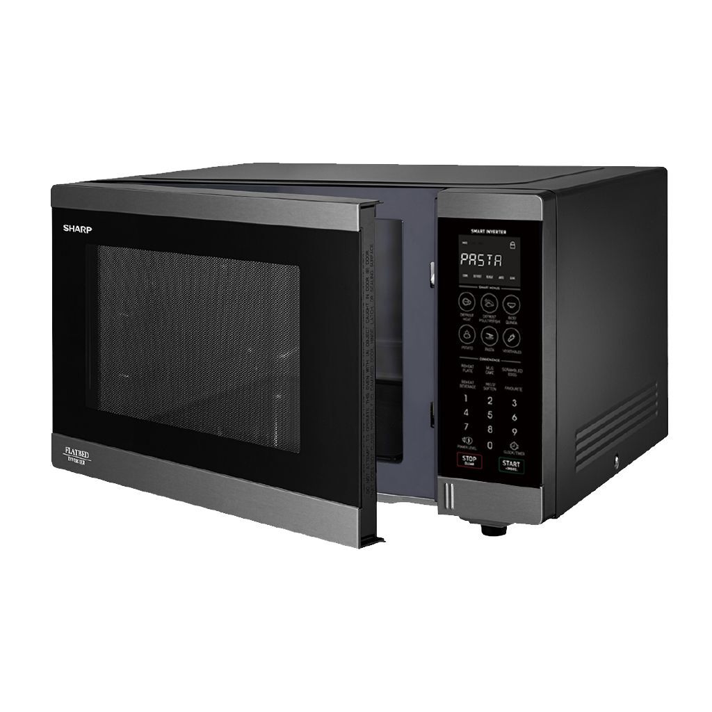 Sharp 30L Flatbed Inverter Microwave - 1200W Black Stainless Steel