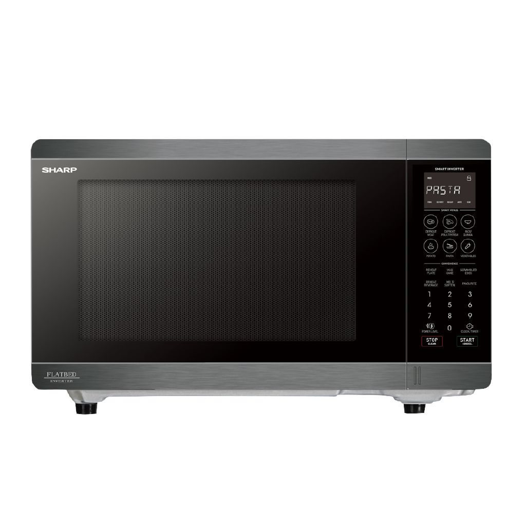 Sharp 30L Flatbed Inverter Microwave - 1200W Black Stainless Steel