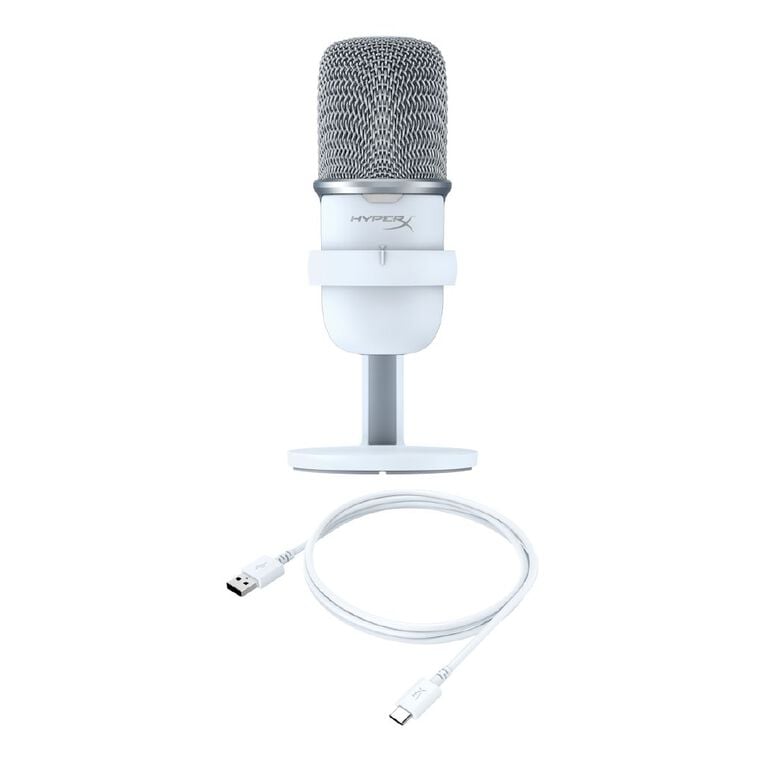 HyperX SoloCast White USB Microphone: High-Quality Audio for Streamers & Gamers