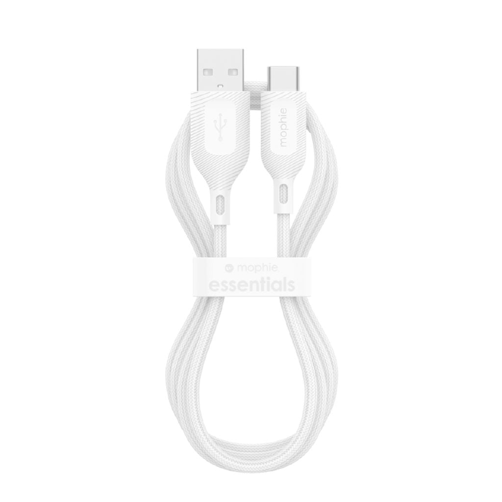 Mophie Durable Nylon Braided 6.6ft USB-C to USB-A Charging & Data Cable, White