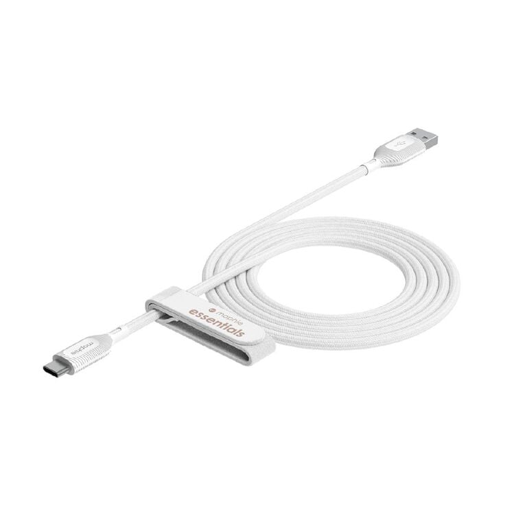 Mophie Durable Nylon Braided 6.6ft USB-C to USB-A Charging & Data Cable, White
