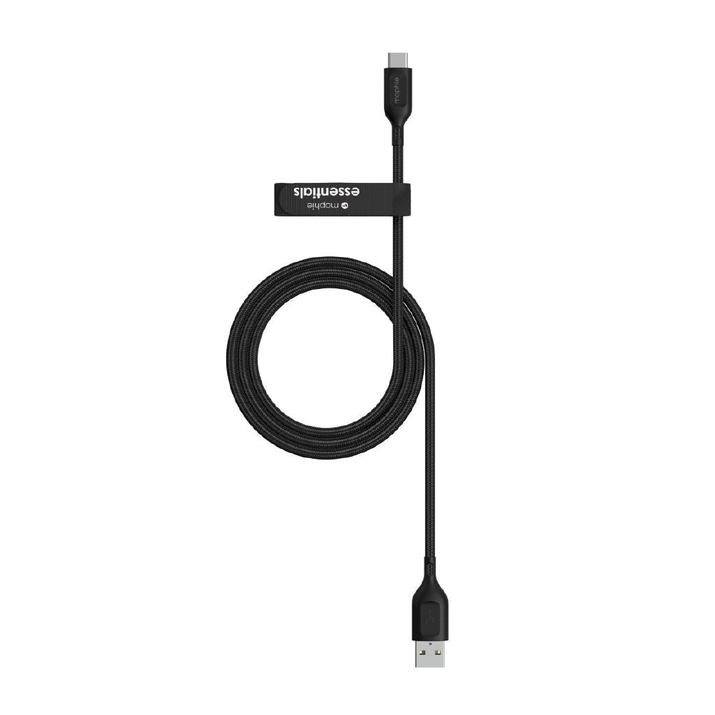 Mophie Durable Nylon Braided USB-C to USB-A 1m Fast Charging Cable Black