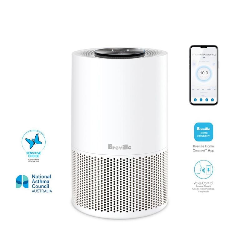 Breville Smart Air Viral Protect HEPA Purifier with Night Glow for Small Rooms