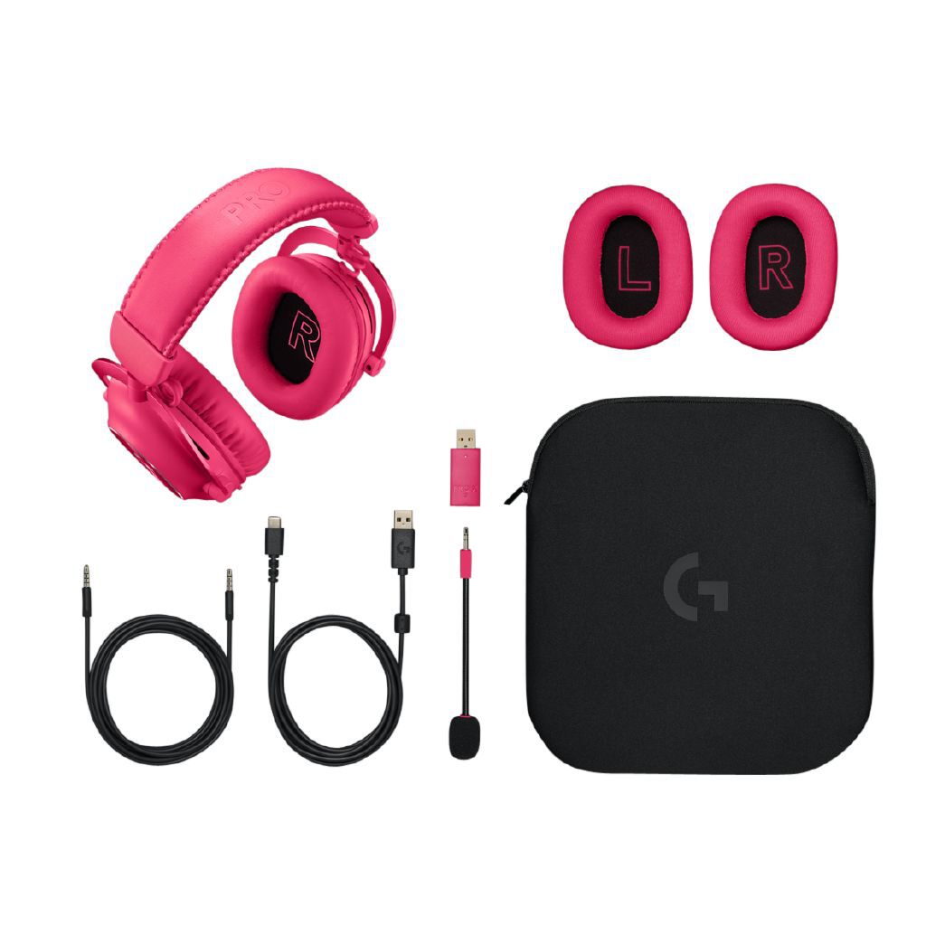 Logitech G PRO X 2 LIGHTSPEED Magenta Wireless Gaming Headset: Elite Graphene Audio