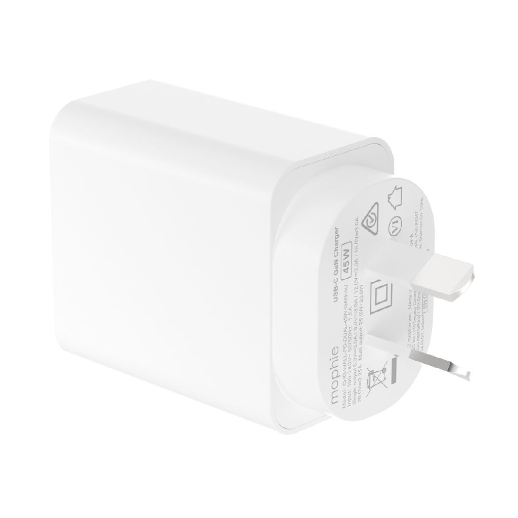 Mophie Essential 45W Dual USB-C GaN Wall Charger - Fast Power Delivery