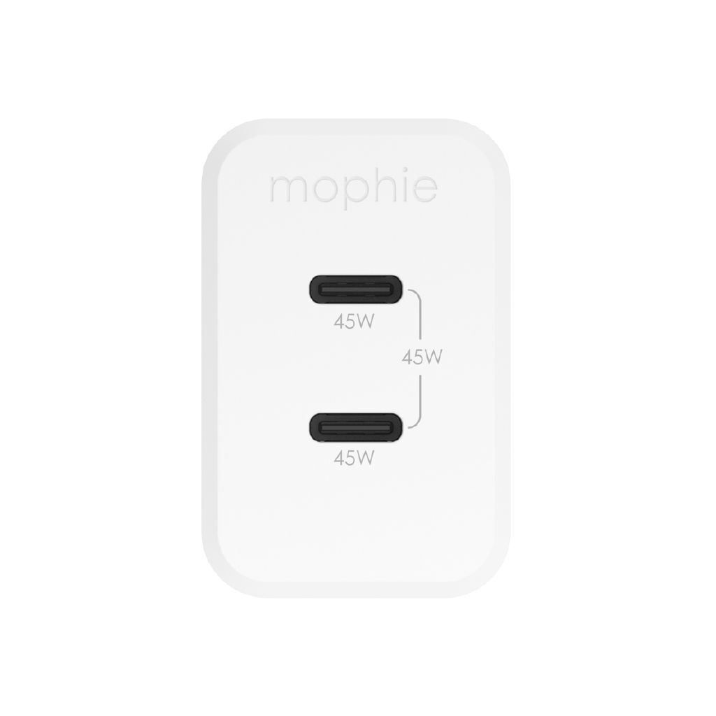 Mophie Essential 45W Dual USB-C GaN Wall Charger - Fast Power Delivery