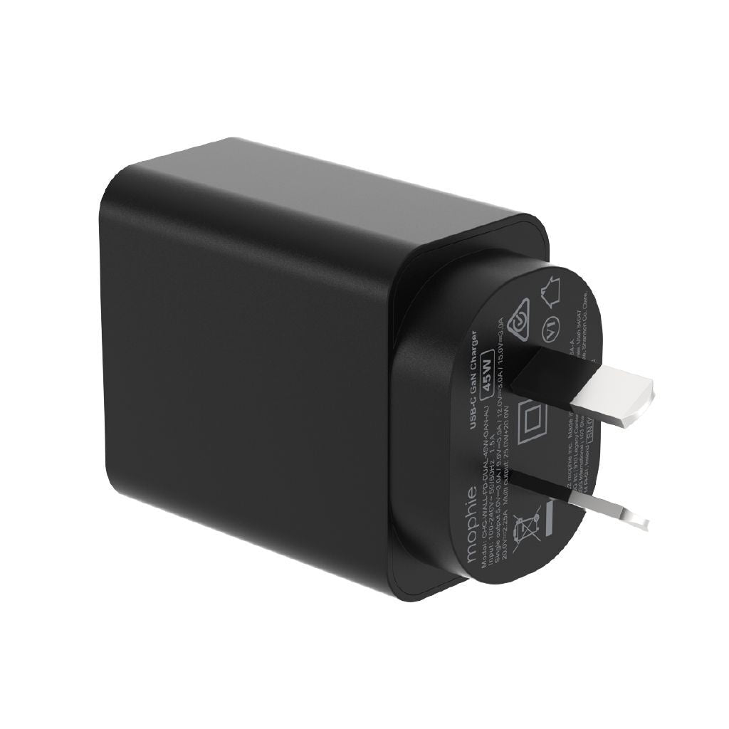 Mophie Essential 45W Dual USB-C GaN Fast Wall Charger with Folding Prongs