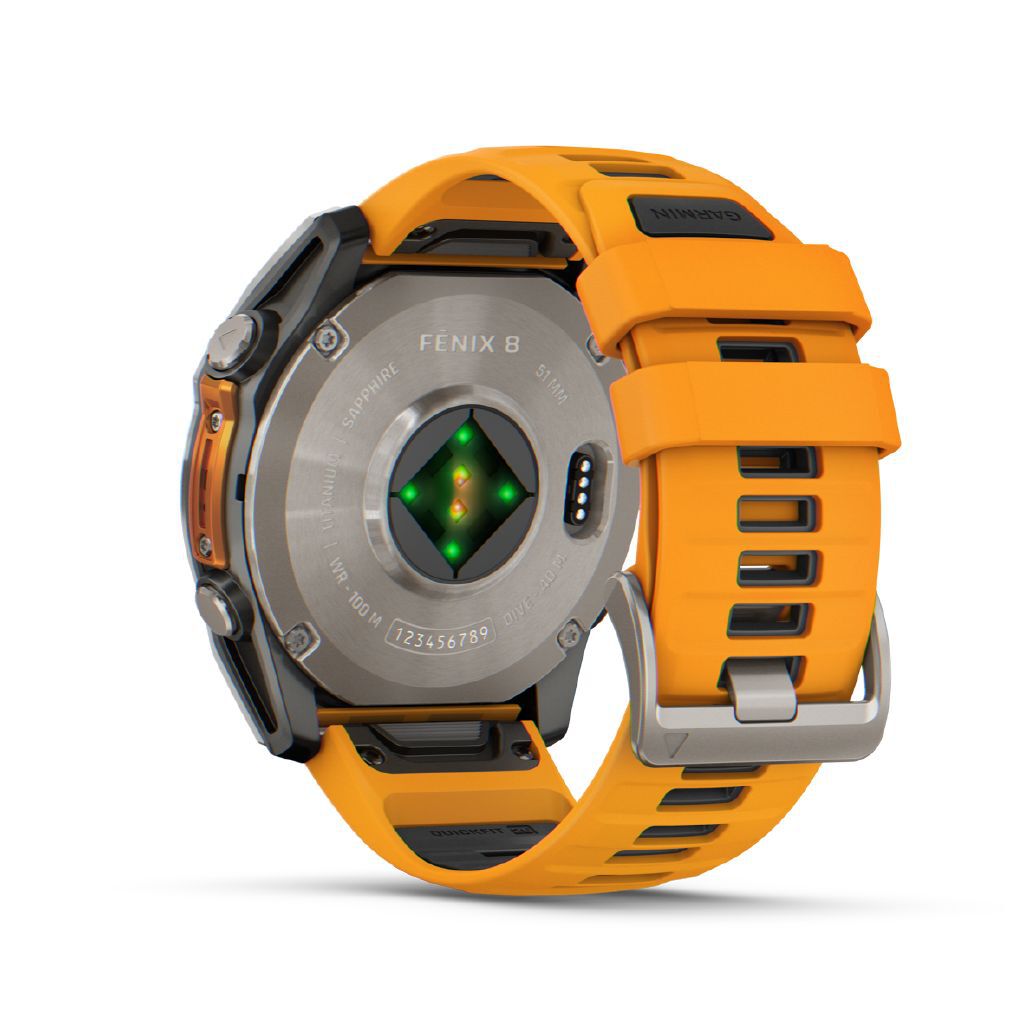 Garmin Fenix 8 51mm Sapphire AMOLED Multisport GPS Smartwatch Titanium Spark Orange Band