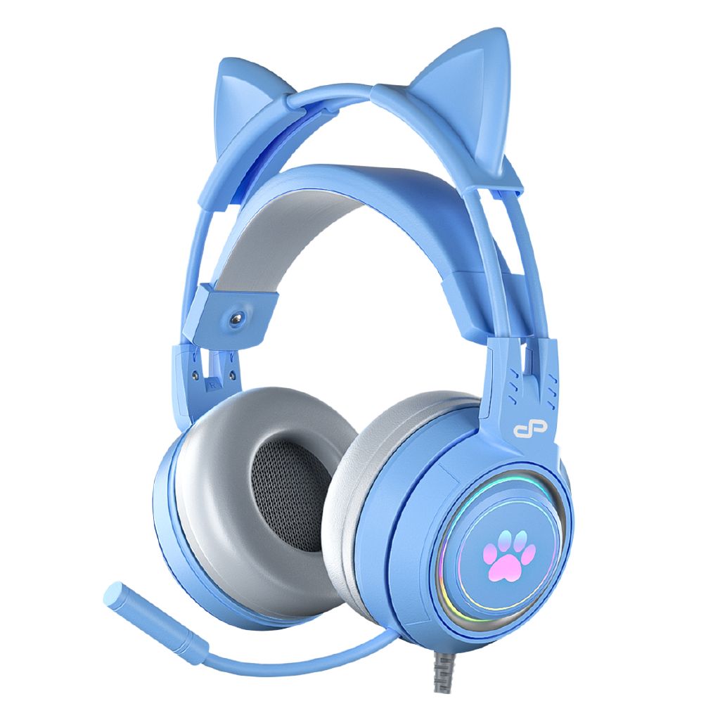 PowerPlay Blue Cat RGB Gaming Headset with Detachable Ears, 50mm Drivers, Lightweight