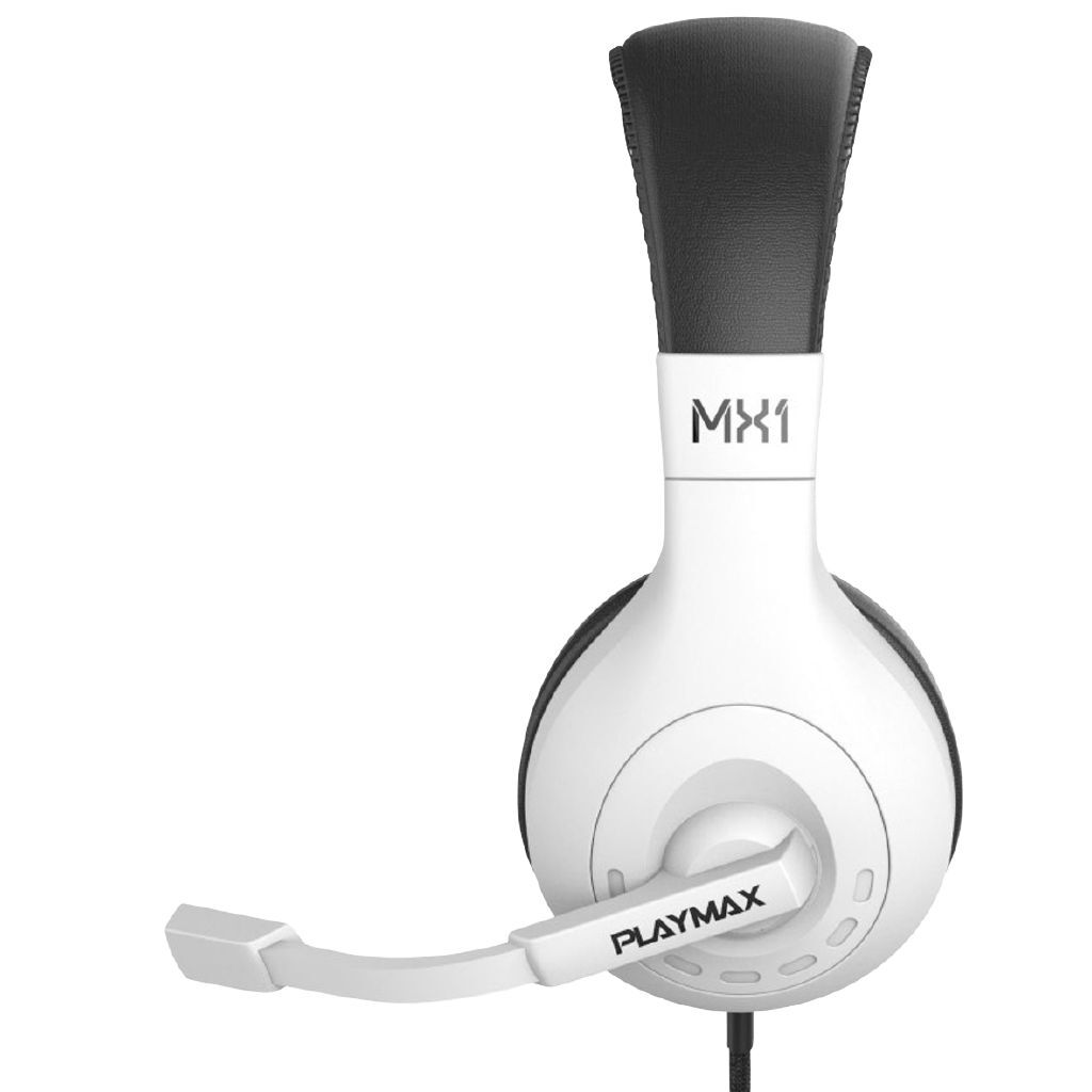 Playmax MX1 Universal Gaming Headset: Crisp Stereo Sound, Rotatable Mic, White