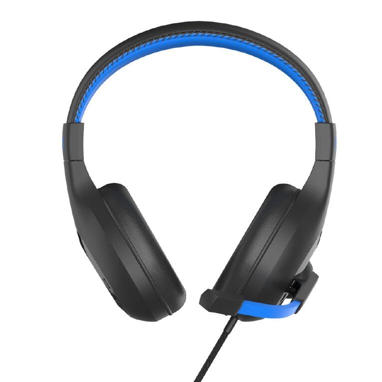 Playmax MX1 Universal Gaming Headset - Crisp Stereo Sound, Retractable Mic, Black/Blue