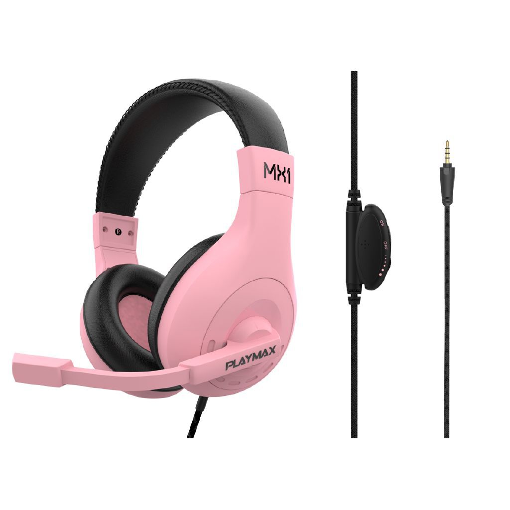 Playmax MX1 Pink Universal Gaming Headset: Multi-Platform, Stereo Sound & Adjustable Mic