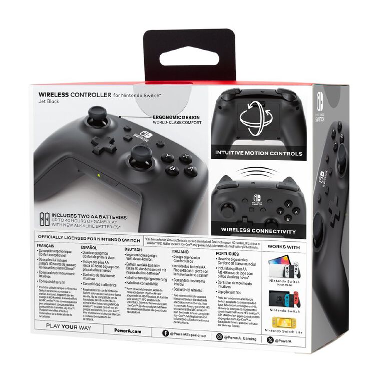 PowerA Wireless Controller for Nintendo Switch - Jet Black - Ergonomic Motion Control