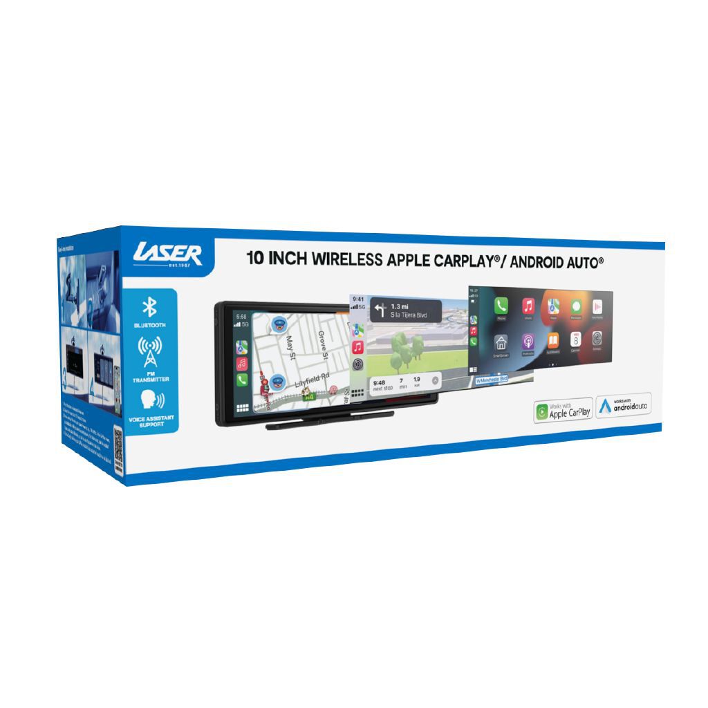 Laser Wireless CarPlay Android Auto 10-inch Portable Multimedia Screen