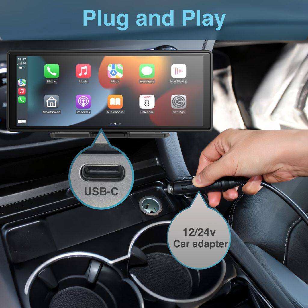 Laser Wireless CarPlay Android Auto 10-inch Portable Multimedia Screen
