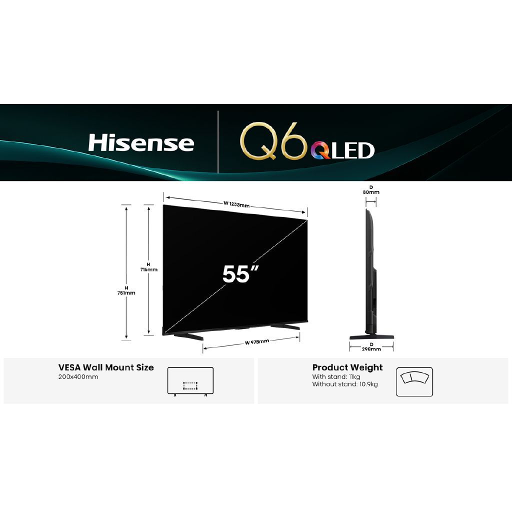 Hisense 55-inch 4K QLED Smart TV with Dolby Vision Atmos Gaming