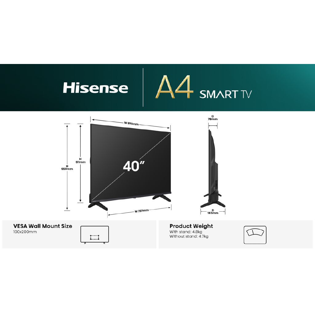 Hisense 40-inch A4QNZ HD Smart TV: Vivid Color, Immersive Audio, Smart Features