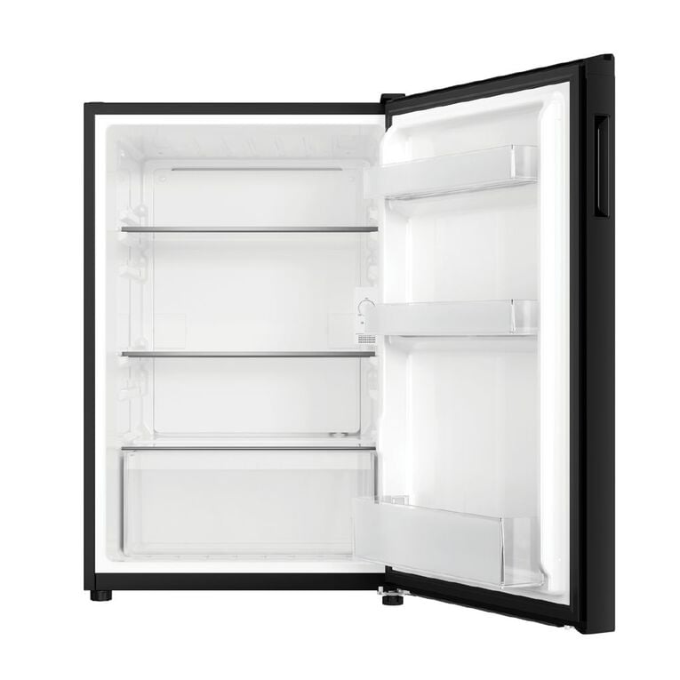 Haier 129L Compact Black Refrigerator with Reversible Door and Adjustable Storage