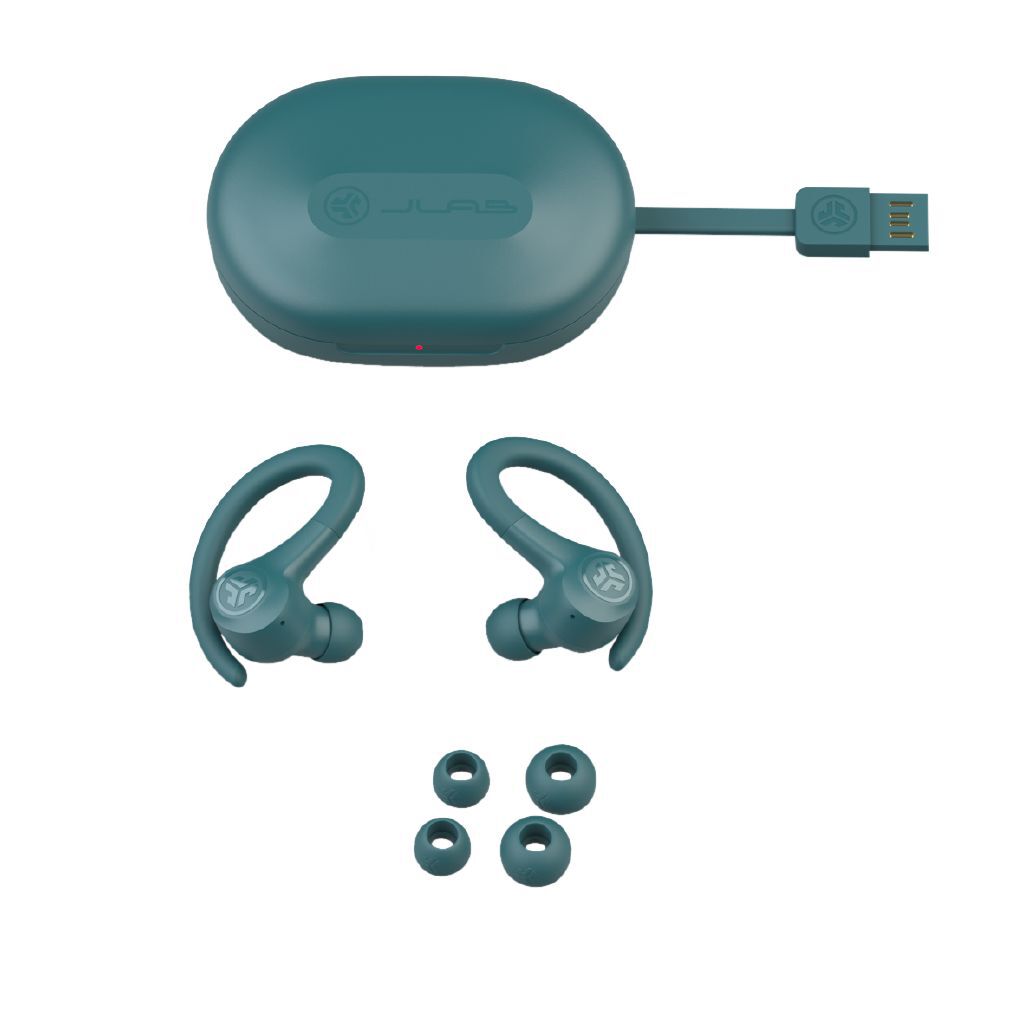 JLab Go Sport+ True Wireless Earbuds - Teal, 35+ Hours, Sweatproof, Secure Fit, Custom Sound