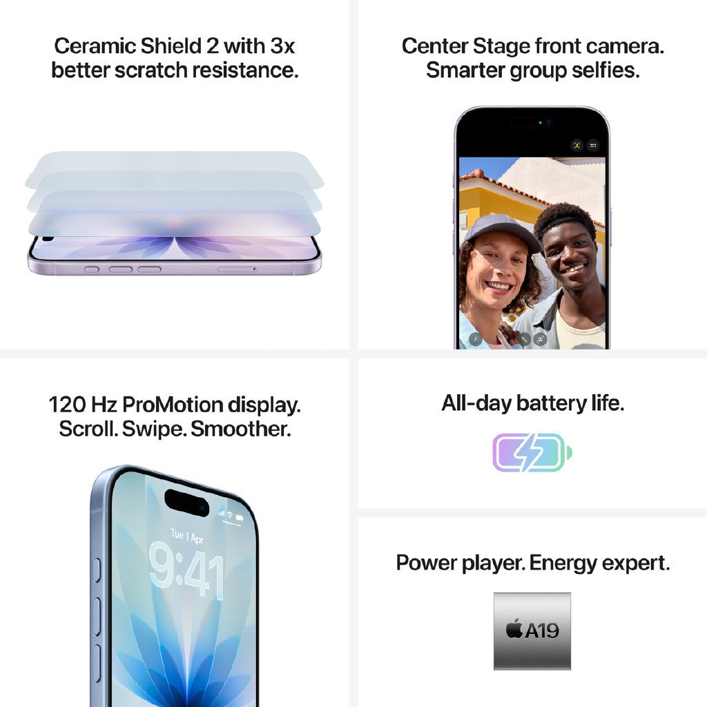 Apple iPhone 17 256GB Lavender: Stunning 48MP Dual Camera, A19 Bionic, Durable Ceramic Shield
