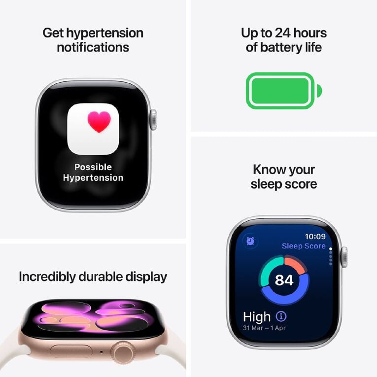 Apple Watch Series 11 GPS 42mm: Jet Black Aluminum Case, Sport Band