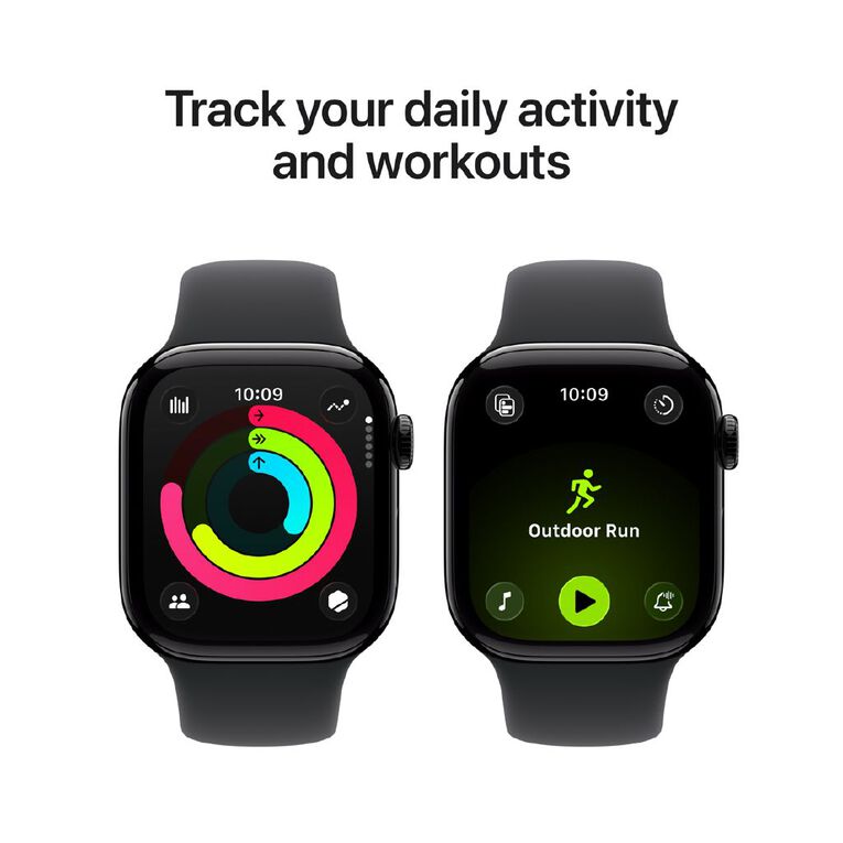 Apple Watch Series 11 GPS 42mm: Jet Black Aluminum Case, Sport Band