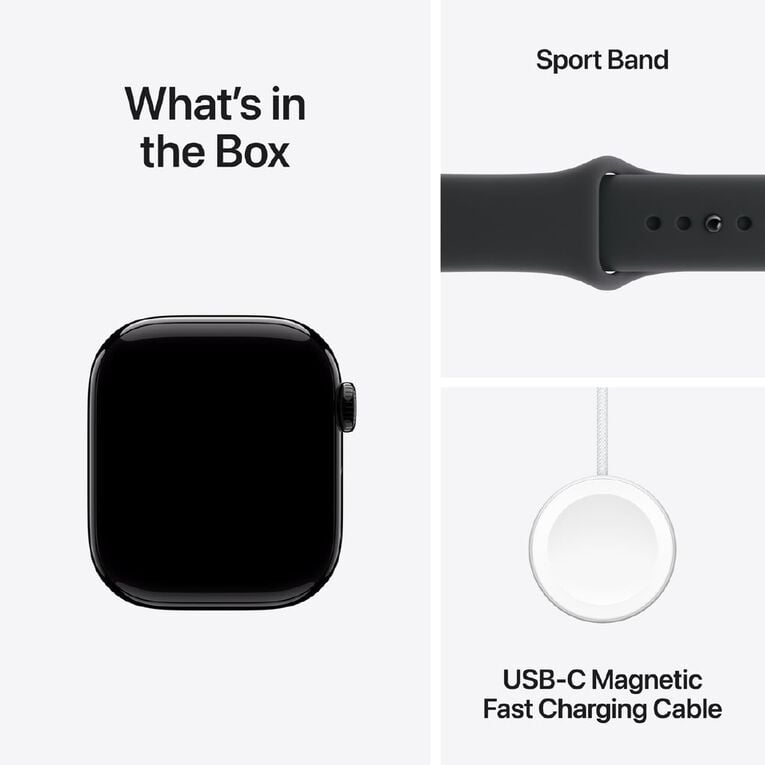 Apple Watch Series 11 GPS 42mm: Jet Black Aluminum Case, Sport Band