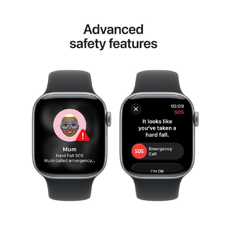 Apple Watch Series 11 GPS Smartwatch: 42mm Space Grey Aluminum, Black Sport Band