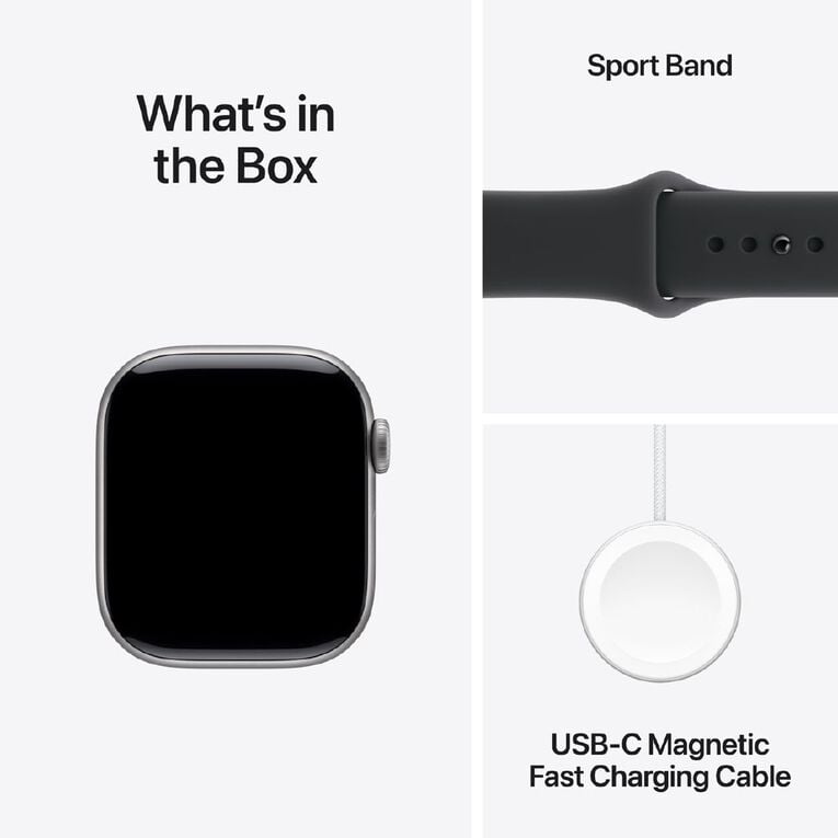 Apple Watch Series 11 GPS Smartwatch: 42mm Space Grey Aluminum, Black Sport Band