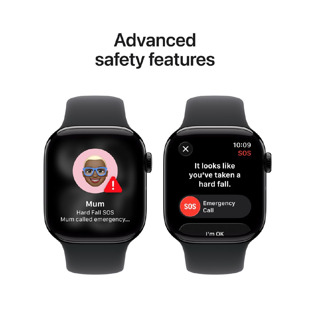 Apple Watch Series 11 GPS, 42mm Jet Black Aluminum Case, Sport Band S/M